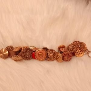 Vintage gold, metal button bracelet
